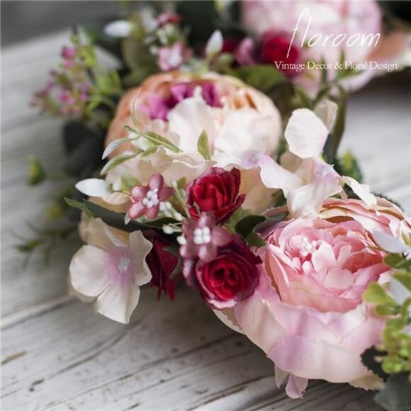 Floral Wreath,Artificial Peony Wreath,15''-16'' Front Door Decorations WallDecor - Picture 12 of 16